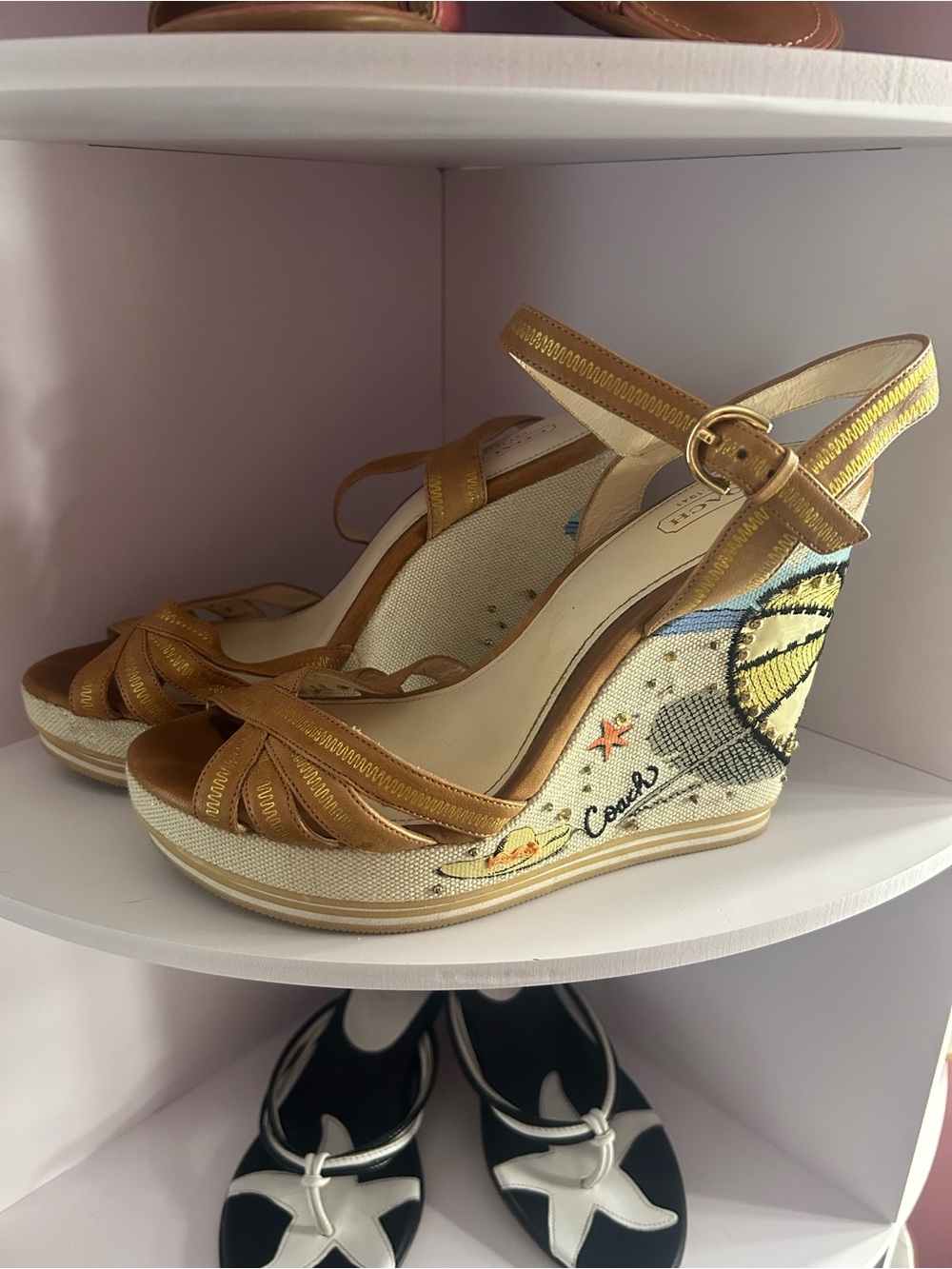 Coach Caroline beach beaded wedges - Picture 1 of 4